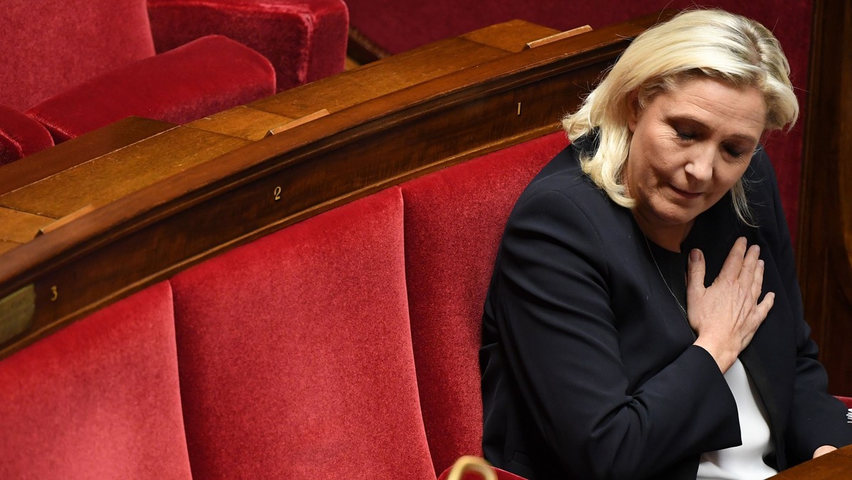 Marine Le Pen podczas debaty o polityce imigracyjnej Francji w Zgromadzeniu Narodowym, Paryż, październik, 2019 r.