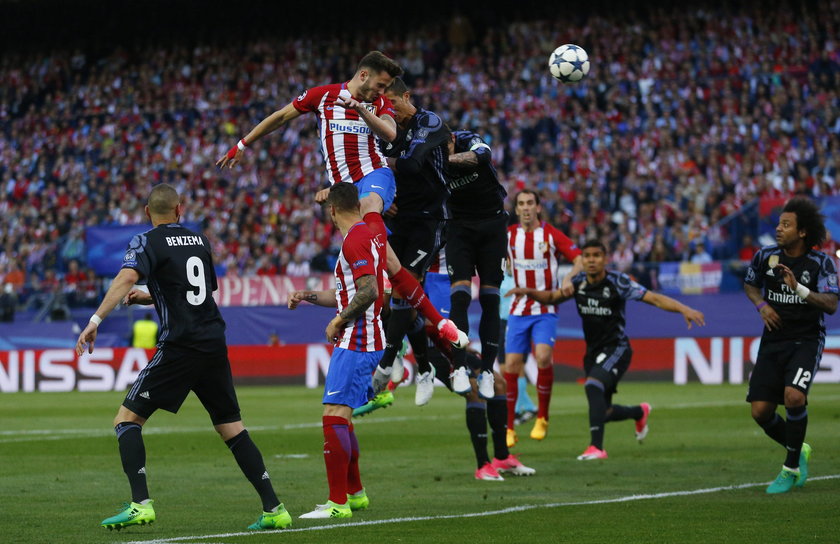 Atletico Madrid's Saul Niguez scores their first goal