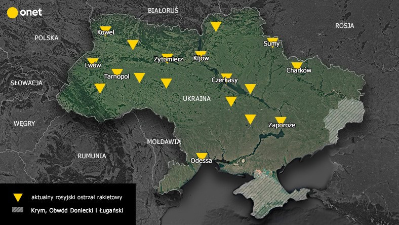 Na te rejony Ukrainy spadły dziś rosyjskie pociski