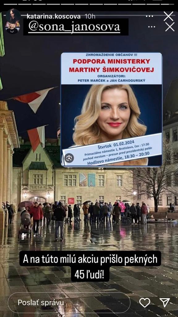 Koščová sa k politickým témam vyjadruje často.