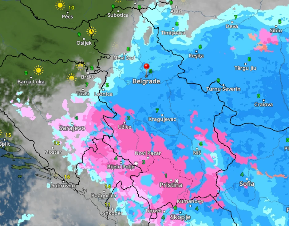 Kretanje nevremena u 10 časova