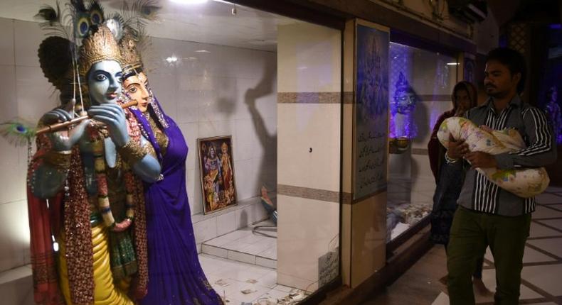 Pakistani Hindus visit a temple in Karachi on November 24, 2016