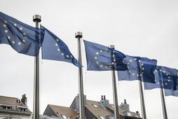 Bruksela, flaga Unii. Unia Europejska, UE