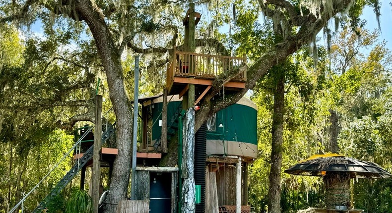 I had a blast staying in a treehouse in Florida that had a hot tub, tiki bar, and elevator. Tammy Barr