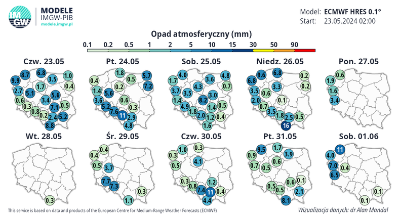 Burze będą przetaczać się przez Polskę. Prognozowana średnia suma opadów w Polsce w kolejnych dniach