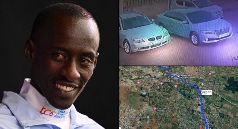 A collage of Kelvin Kiptum and locations he visited before his accident