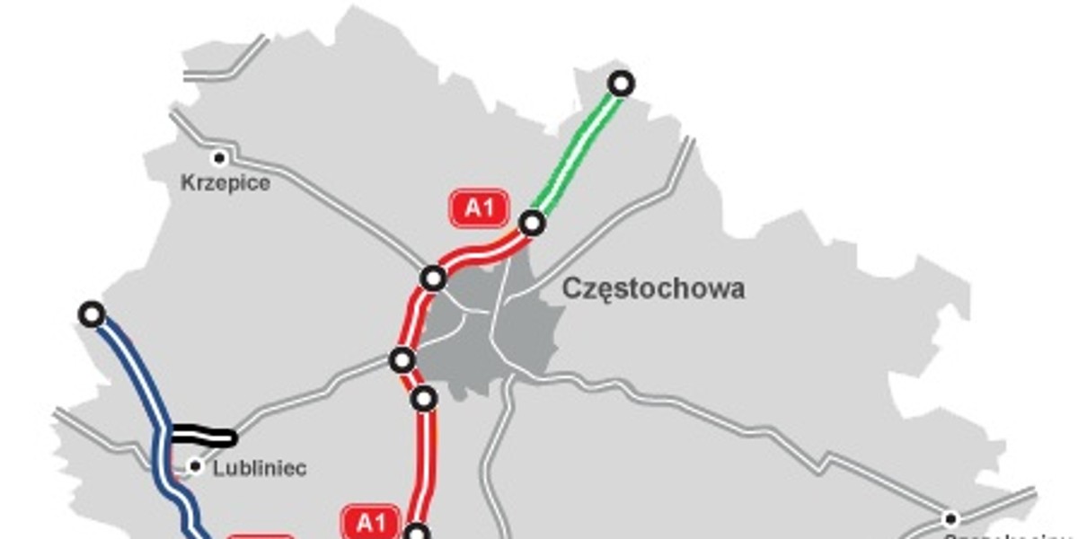 Odcinek A1 między Częstochową a granicą z województwa to ostatni fragment A1 na terenie woj. śląskiego i jeden z pięciu brakujących odcinków między podłódzkim Tuszynem a Częstochową