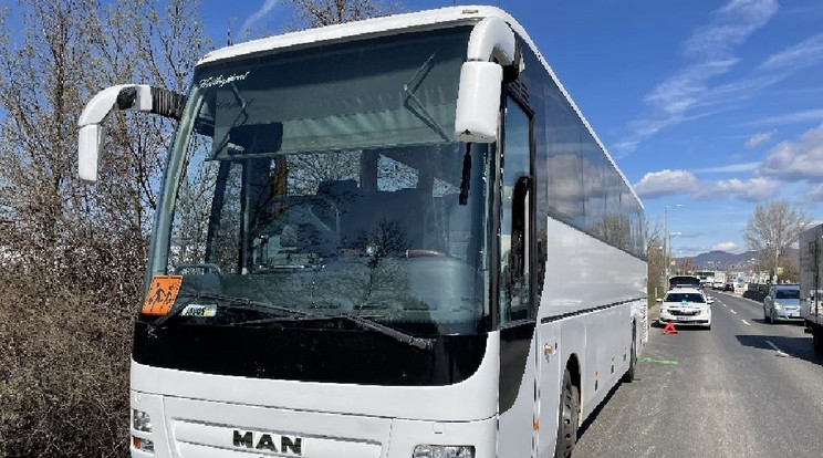40 óvodást szállító busz előtt büntetőfékezett egy kisbusz Szentendrén / Fotó: police.hu
