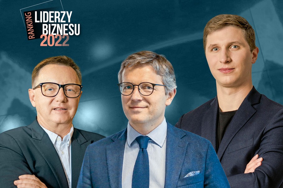 Ranking Liderzy Biznesu 2022. Od lewej: 1. Jakub Swadźba - Diagnostyka: 72 punkty, 9. Jacek Szwajcowski - Pelion: 39 punktów, 4. Rafał Modrzewski - Iceye: 51 punktów