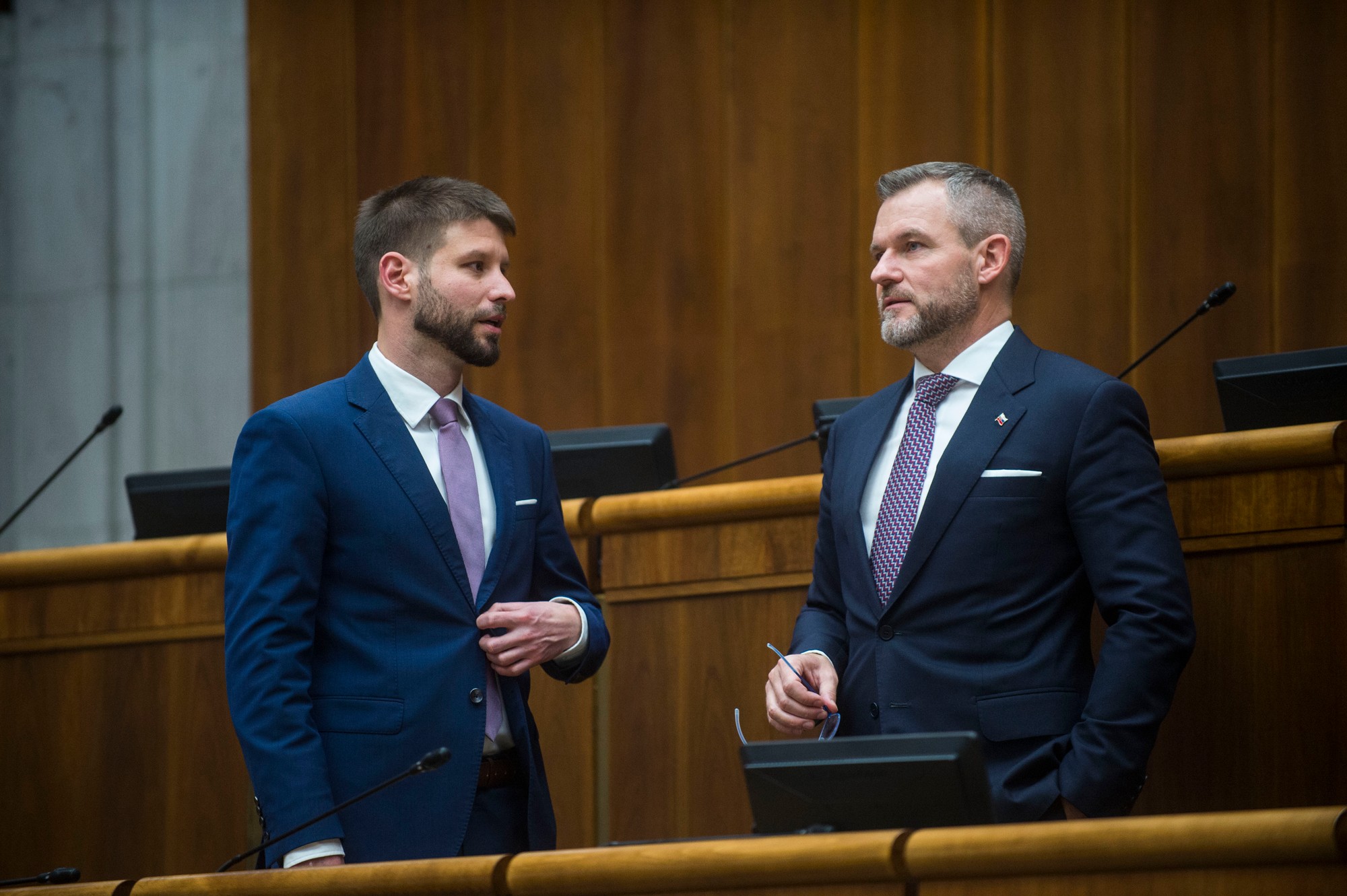 Sprava Peter Pellegrini (Hlas-SD) a Michal Šimečka (Progresívne Slovensko).