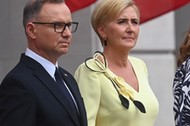 Andrzej Duda oraz Agata Kornhauser-Duda podczas uroczystości pożegnania z Siłami Zbrojnymi RP