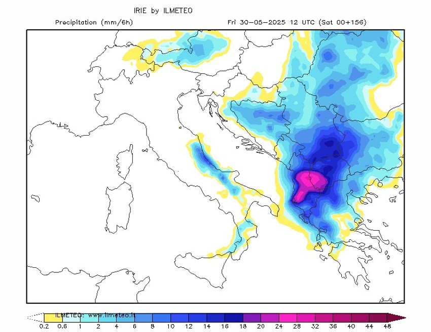 Mapa kretanja vremena za petak 30. maj