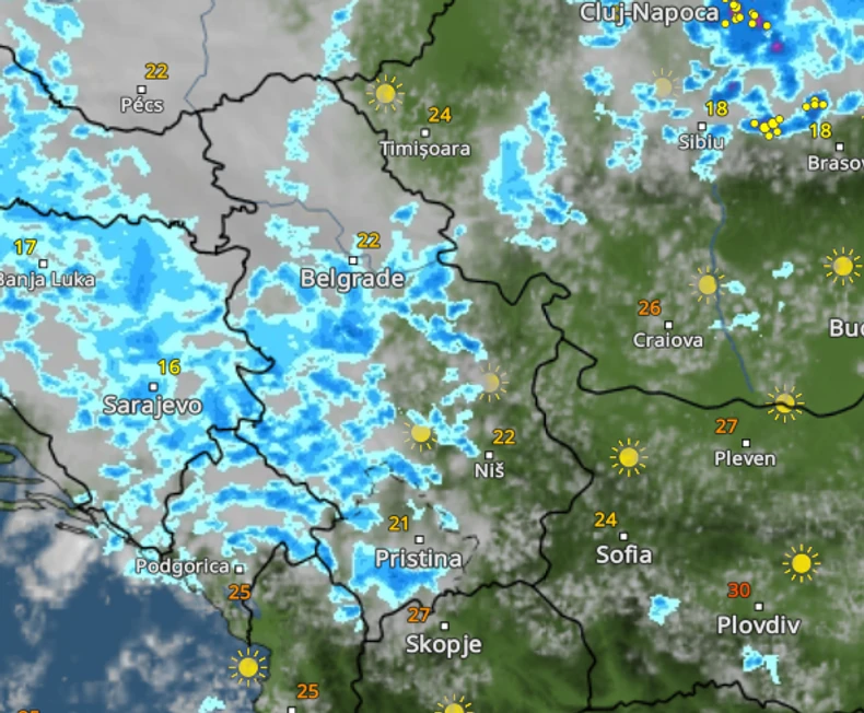 Kretanje nevremena u 19 sati