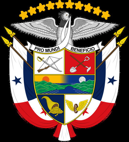 Obowiązujący od 1904 r. herb Panamy przedstawia orła harpię z rozpostartymi skrzydłami