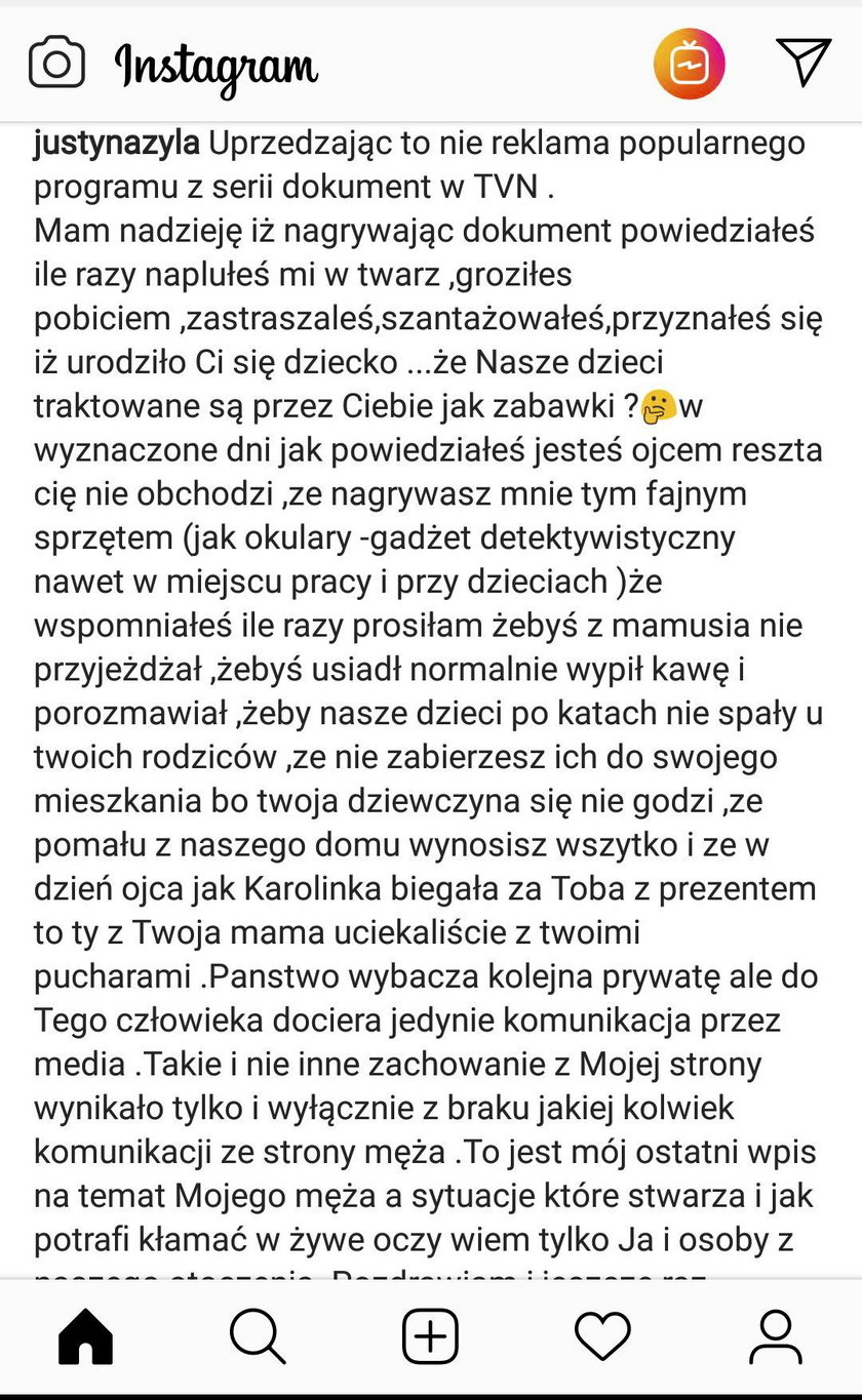 Justyna Żyła znów atakuje. Piotr ją straszył i ma dziecko z kochanką?
