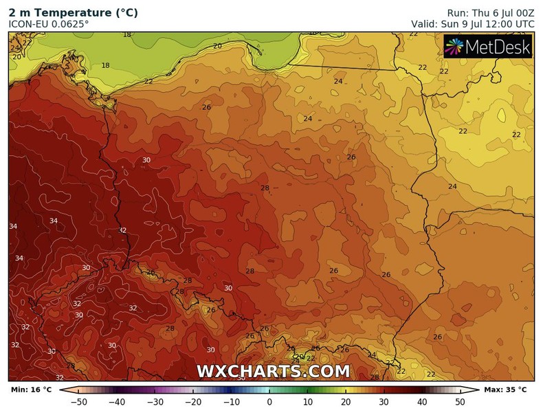 W niedzielą na południowym zachodzie termometry wskażą 32 st. C