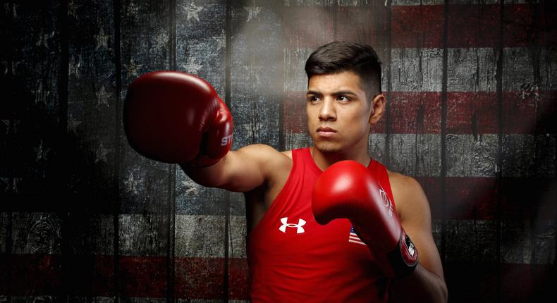 Boxer Carlos Balderas poses for a portrait at the U.S. Olympic Committee Media Summit in Beverly Hills, Los Angeles, California.