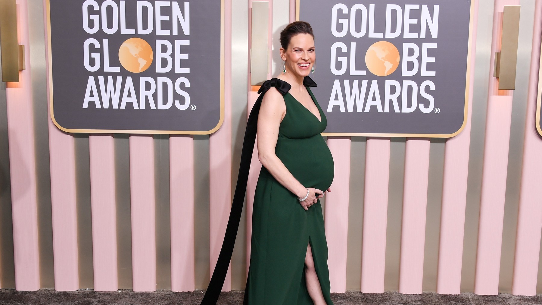 Hilary Swank počas svojho prvého tehotenstva v roku 2023.