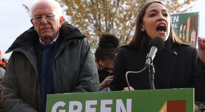 Sen. Bernie Sanders (I-VT) and Rep. Alexandria Ocasio-Cortez (D-NY).
