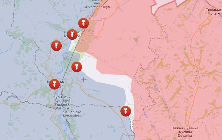 Mapa - borbe oko Kupjanska