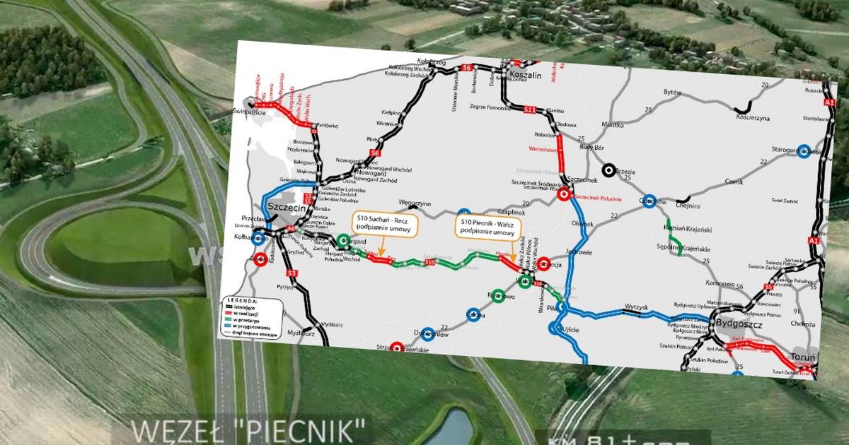  Droga S10 połączy Pomorze Zachodnie z centrum kraju. Są umowy na budowę dwóch odcinków między Szczecinem i Piłą MAPA