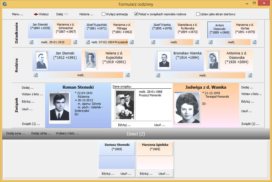 Zrzut ekranu wykresu drzewa genealogicznego Drzewo genealogiczne 2.0