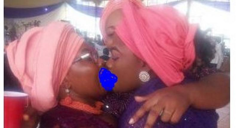 Two women found kissing passionately at a wedding venue