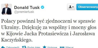 Tusk: Dziękuję Kaczyńskiemu