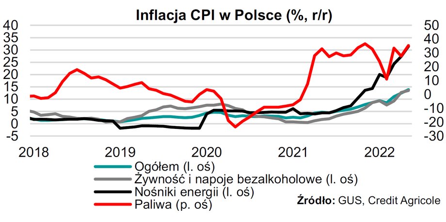 Nośniki energii i paliwa to główne kategorie napędzające wzrost wskaźnika inflacji CPI. To dotyczy nie tylko Polski, ale też innych państw.