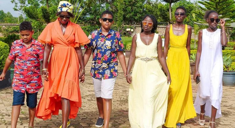 Akothee with her Kids