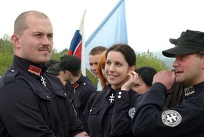 A leader of People's Party Our Slovakia (LS NS), Marian Kotleba, attends a commemoration of the 87th