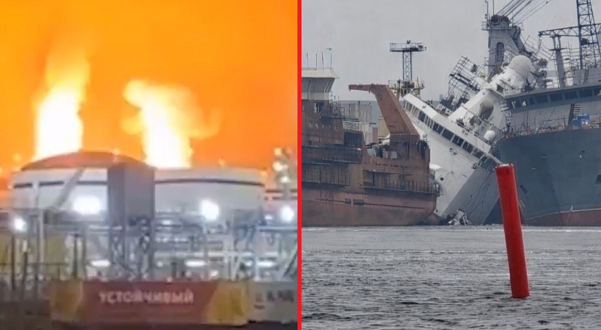 atak dronów wojna w Ukrainie Rosja Ust Ługa