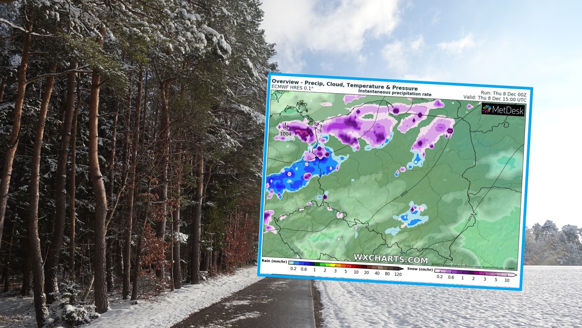 Pogoda na czwartek, 8 grudnia. Spadnie nie tylko śnieg. Uwaga na drogach