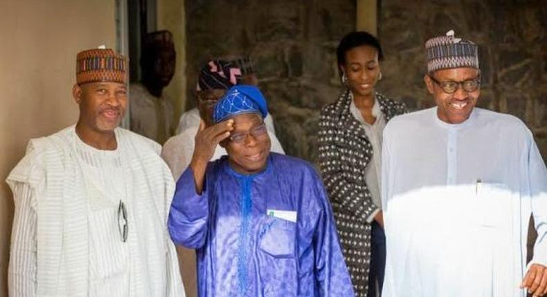 President-elect, Muhammadu Buhari meets former President, Olusegun Obasanjo in Abuja.