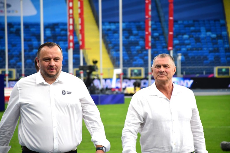 Jakub Chełstowski (po lewej) na Stadionie Śląskim w Chorzowie