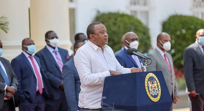 President Uhuru Kenyatta during a national address on March 12, 2020