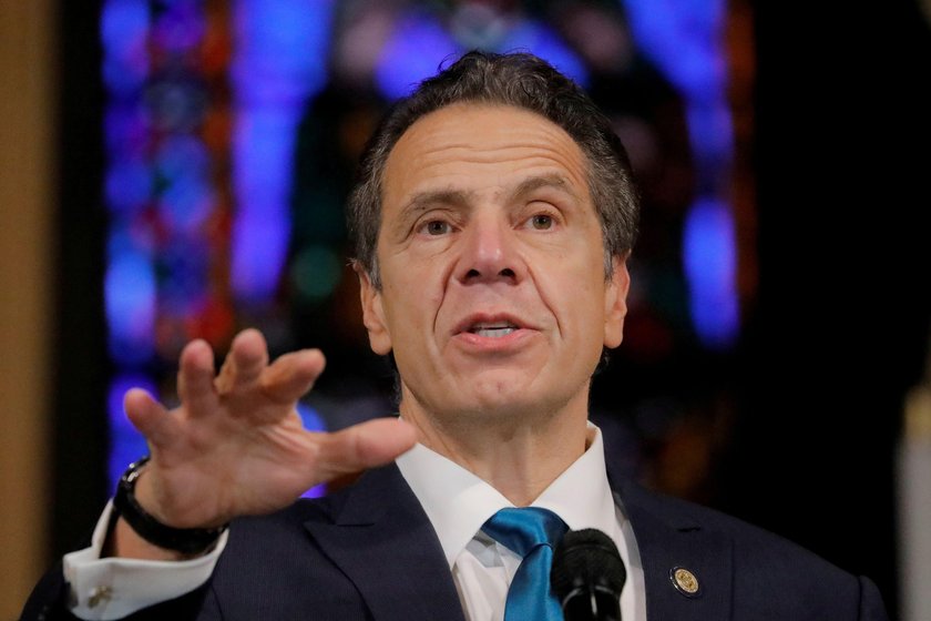 Electronic billboard displays message for New York Governor Andrew Cuomo to "Resign Now" in Albany