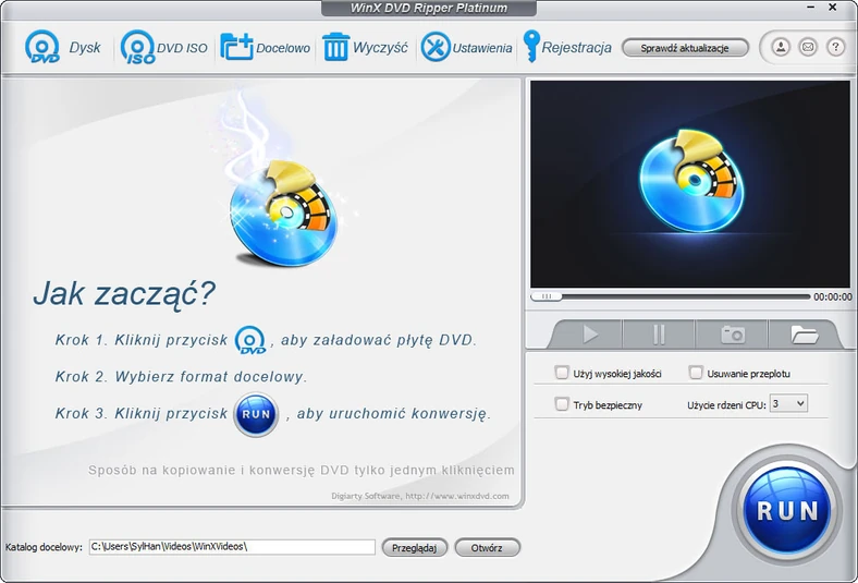 Główne okno programu do ripowania płyt DVD-Video - WinX DVD Ripper Platinum