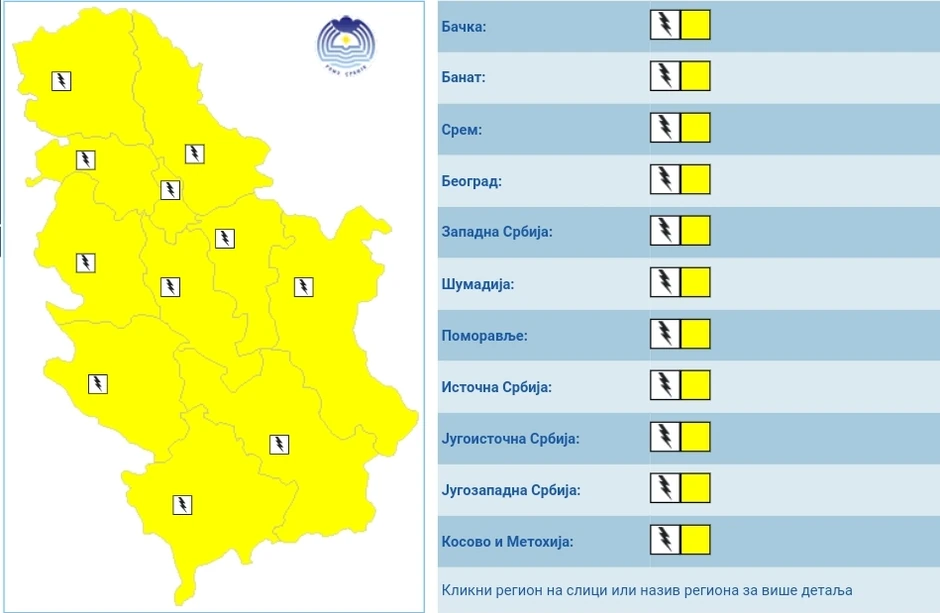 Meteoalarm za sredu