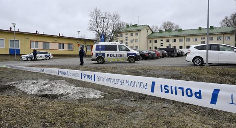 Finnish police at the school where the shooting took place [AFP]