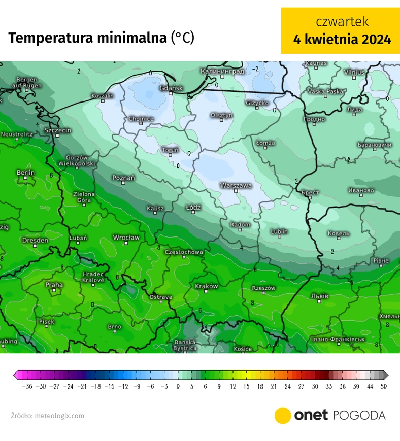 W nocy ze środy na czwartek miejscami pojawią się przymrozki