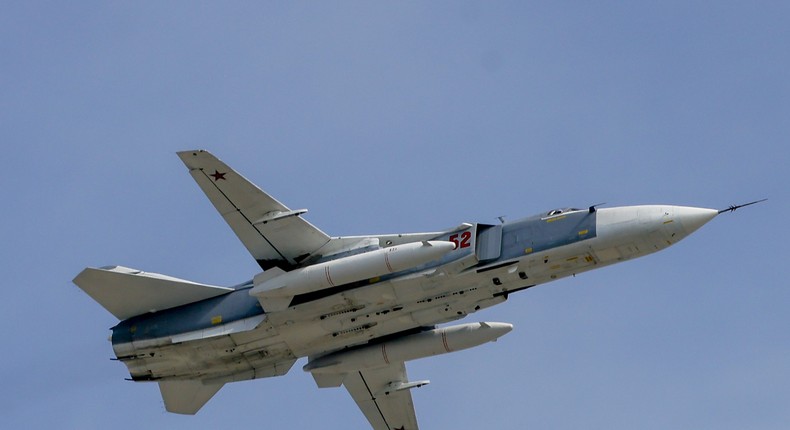 The burnt Su-24 was discovered by local authorities after videos of the sabotage appeared online, Baza reported.Sefa Karacan/Anadolu Agency via Getty Images