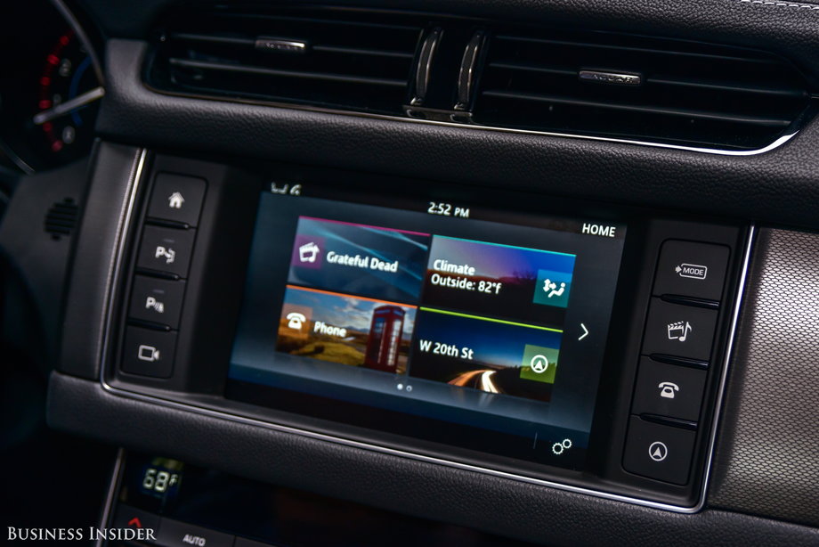 Even with the buttons, the center stack it is still dominated by an 8-inch capacitive touchscreen running Jag's updated InControl Touch infotainment system.