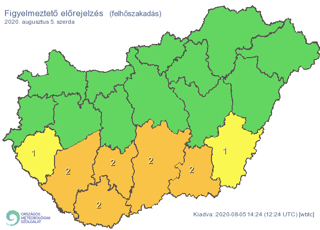 Felhőszakadás miatt van érvényben riasztás több megyére is / Fotó: OMSZ