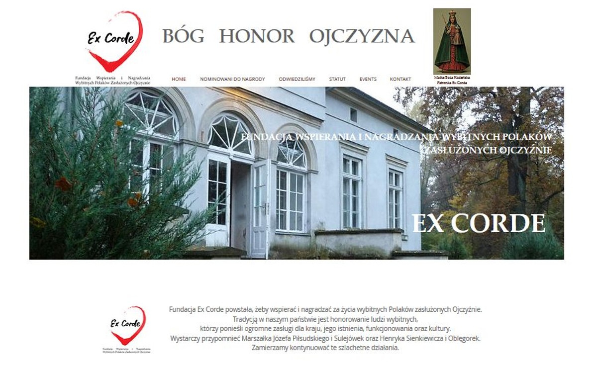 screenshot ze strony www.fundacjaexcorde.com