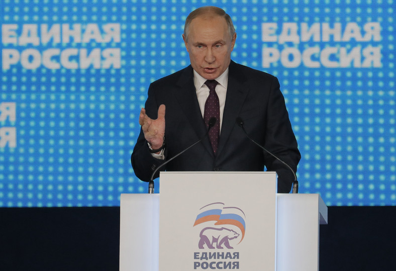 Władimir Putin przemawia w Moskwie podczas XIX kongresu partii Jedna Rosja