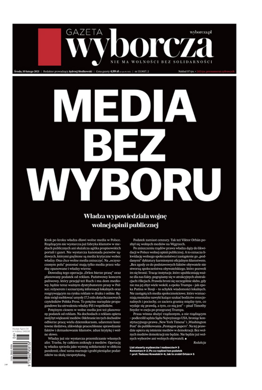 Te media przyłączyły się do akcji "Media bez wyboru"