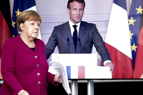 Wideokonferencja Angeli Merkel z prezydentem Francji Emmanuelem Macronem, 18 maja 2020 r.