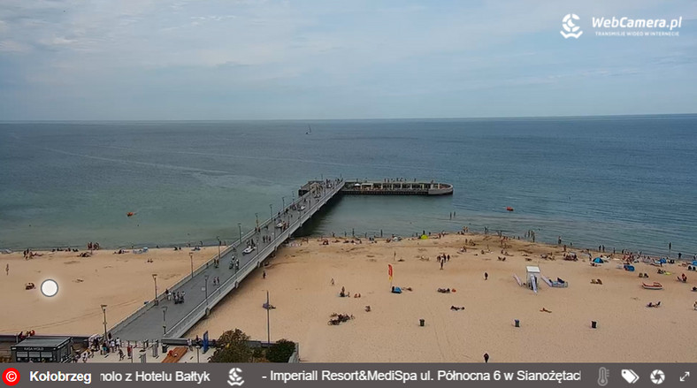 Widok z kamery przy plaży w Kołobrzegu