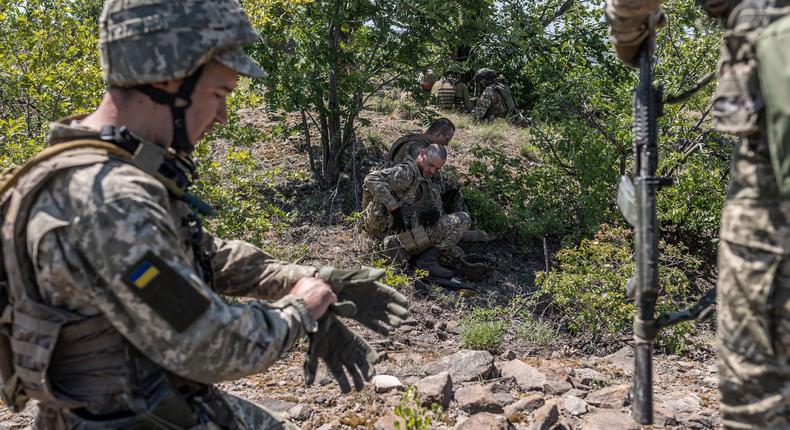 Ukrainian soldiers prepare for training as the war between Russia and Ukraine continues in Donetsk Oblast, Ukraine on May 28, 2024.Diego Herrera Carcedo/Anadolu via Getty Images